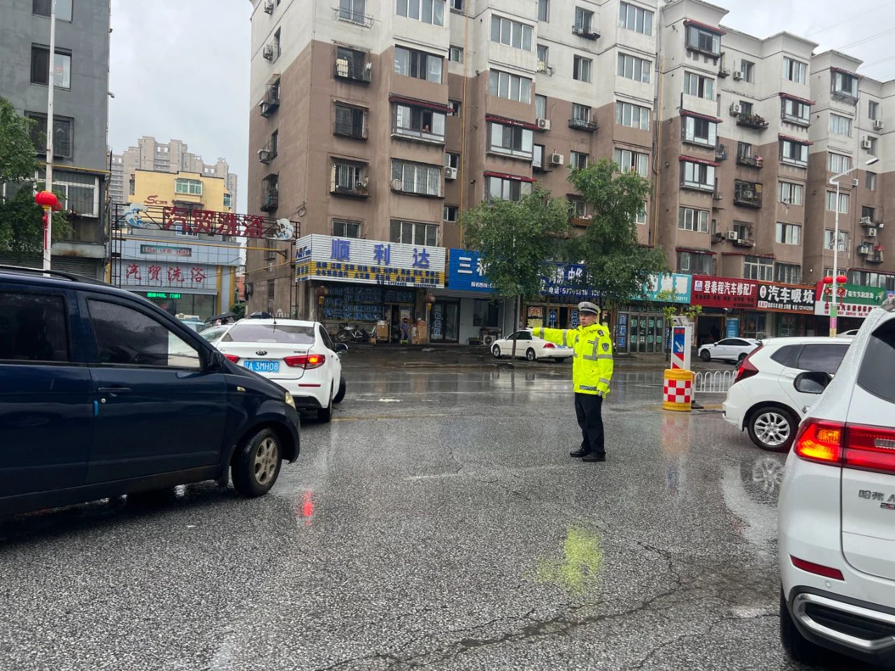 暴雨中的一抹“荧光绿”.jpg